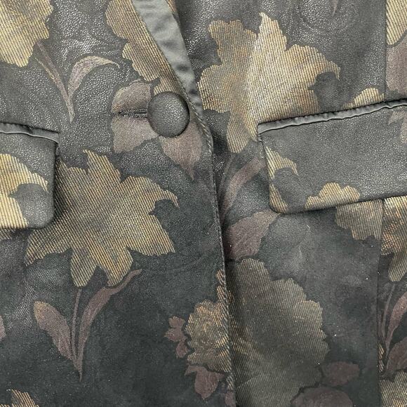 Bagatelle Floral Blazer Womens Size L Black Gold Metallic Flower Pattern Jacket - Picture 4 of 9